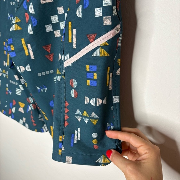 Wild Rye Kaweah Bike Shorts Green Geometry Class Outdoor Hiking Biking Size 8 - Picture 3 of 6